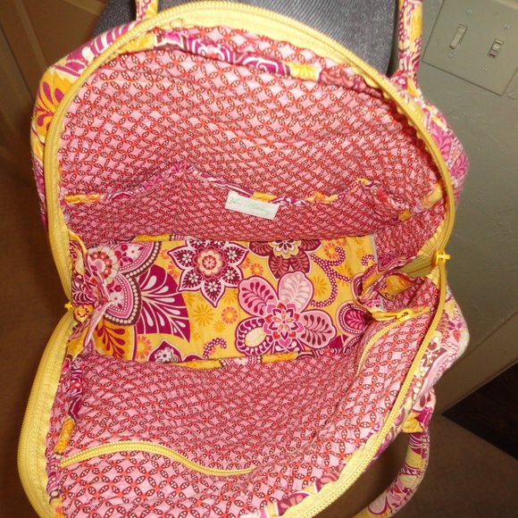 VERA BRADLEY Yellow & Red Quilted Large Cloth Tote Purse - Picture 7 of 8
